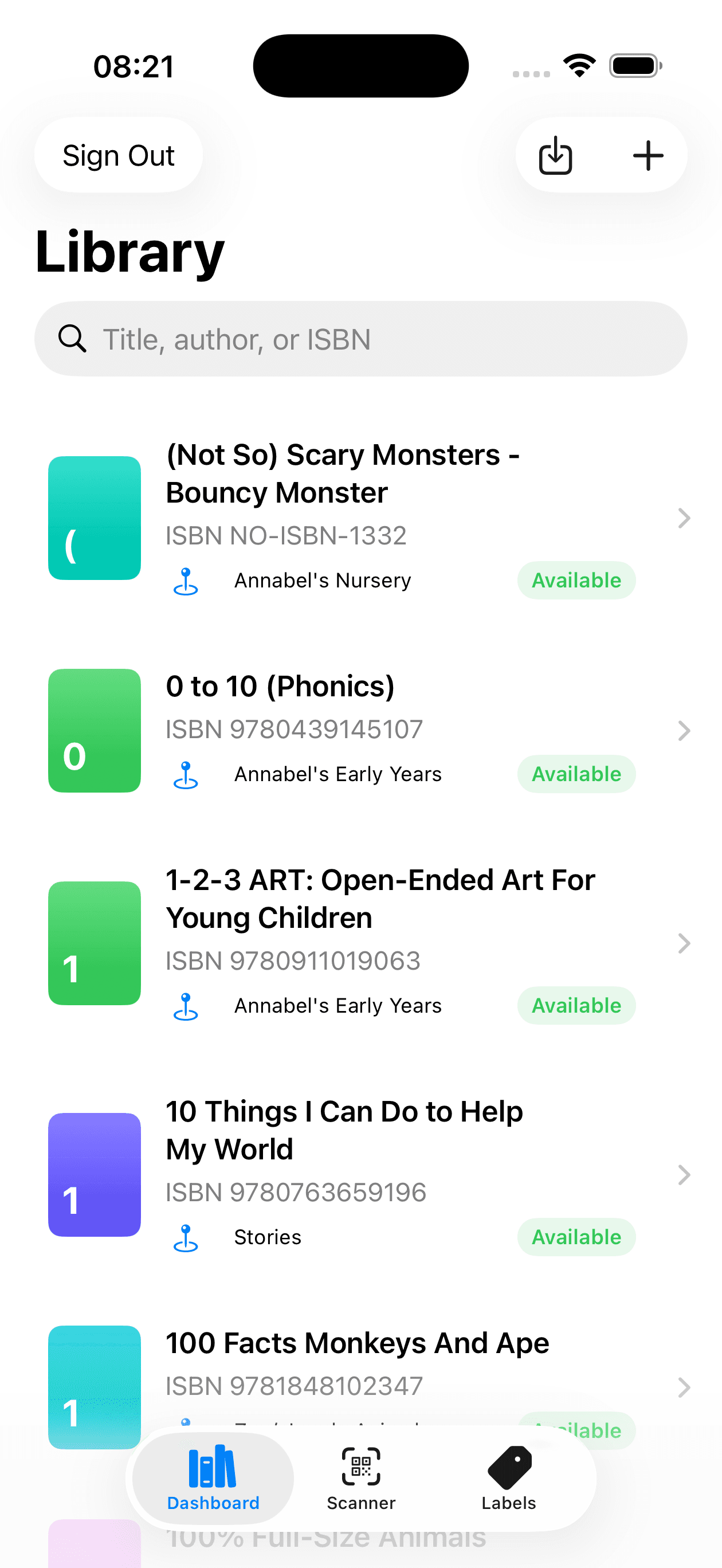 Paperwood iOS Library Catalog Screen